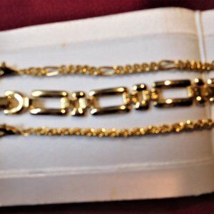 Three Bracelets Set 7" Goldtone All Different New